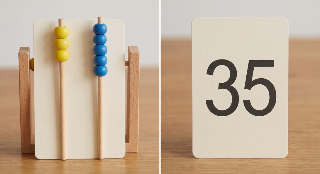 Flash cards used to teach abacus mental arithmetic